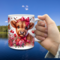 Country decor ceramic mug with cow illustration. Red flower Highland cow coffee mug. Personalized farmhouse kitchen mug, 11 oz. 